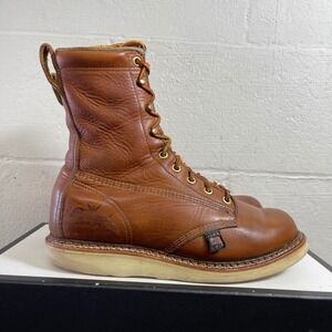 Thorogood 8 Inch Brown Leather Safety Toe Work Boots Men's Size 7 M Made In USA